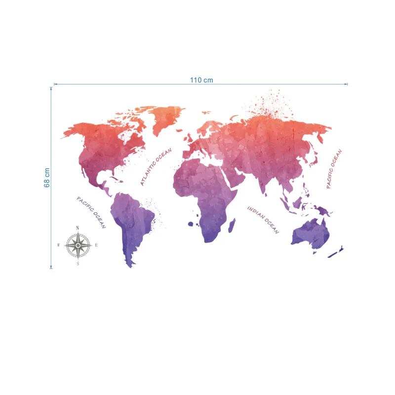 Красочные карта мира Oecan настенные наклейки для гостиной, офиса, школы, спальни украшения diy Печать Фреска художественные наклейки для дома плакат