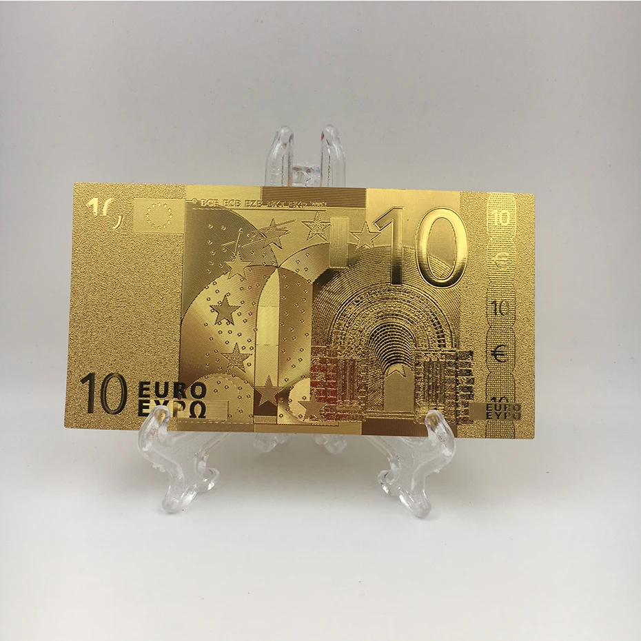 Набор цветных банкнот с золотым покрытием из металла, 7 шт., Евро 5 10 20 50 100 200 500 для коллекции банкнот и ценных подарков