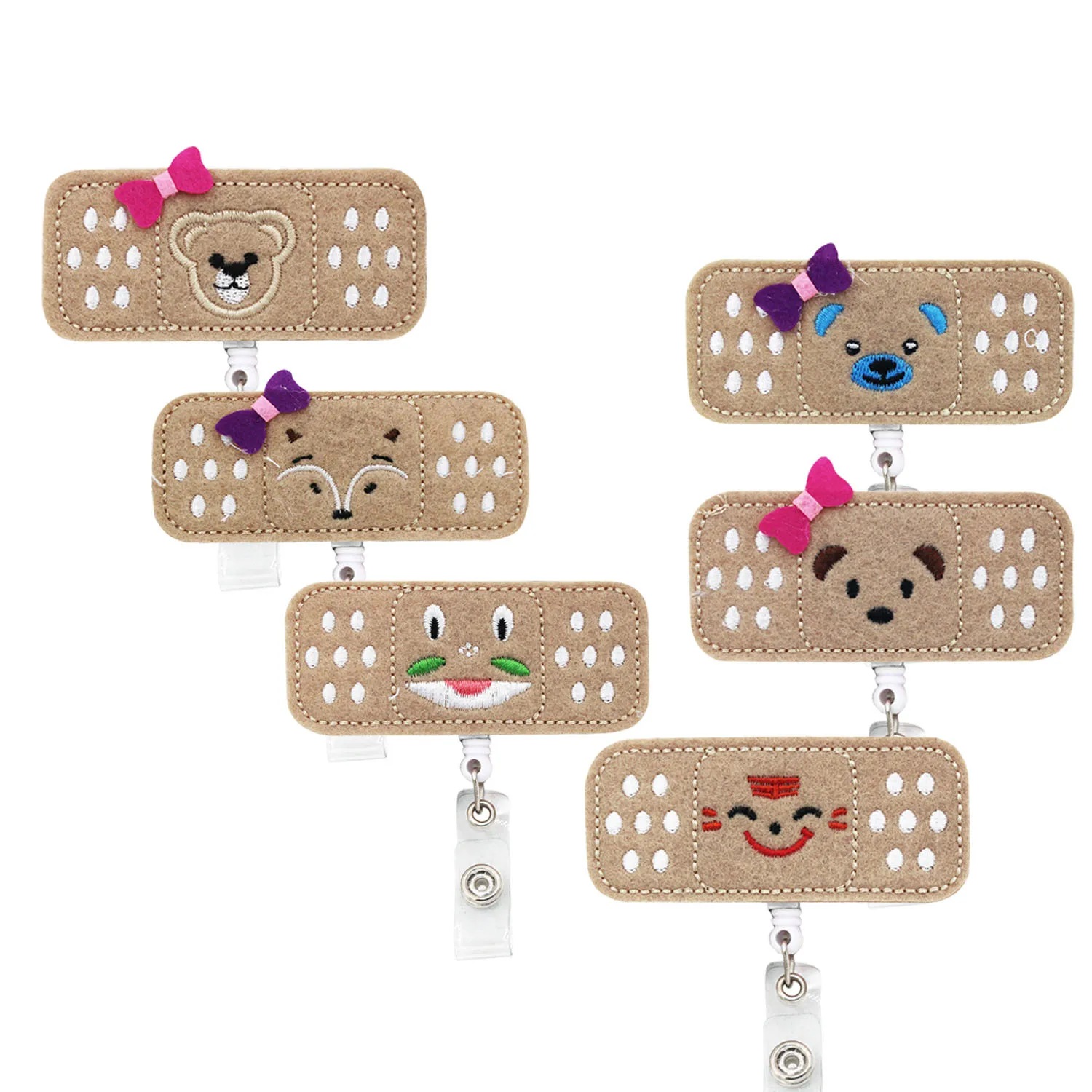 

idclip 6pcs lot Pink Smile Face Nurses Badge Reel Badge Holder clip Retractable ID Badge Holder with Alligator Clip