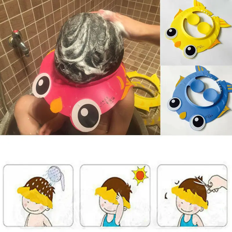 Симпатичные регулируемые детские шампунь шторы для ванной шапочка для душа колпак мыть волосы щит