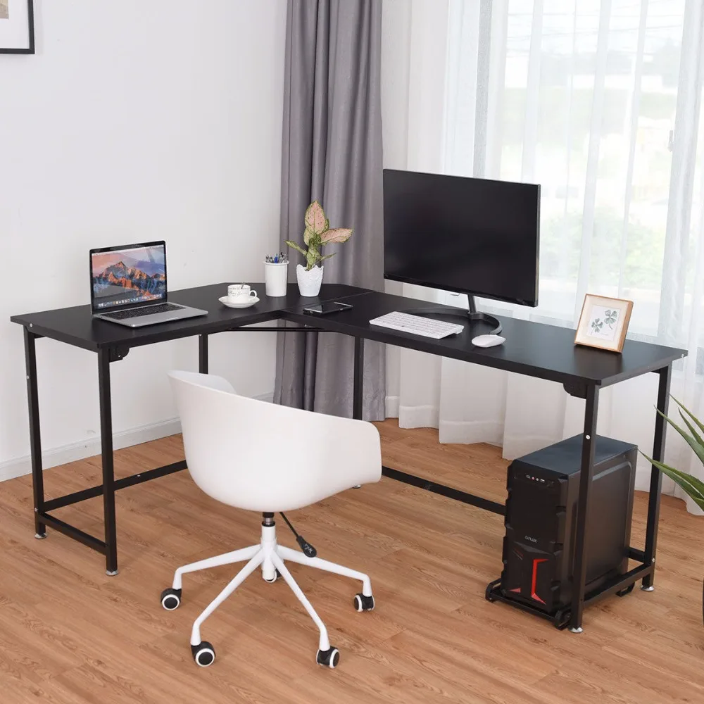 Giantex L Shaped Corner Computer Desk Pc Laptop Study Table