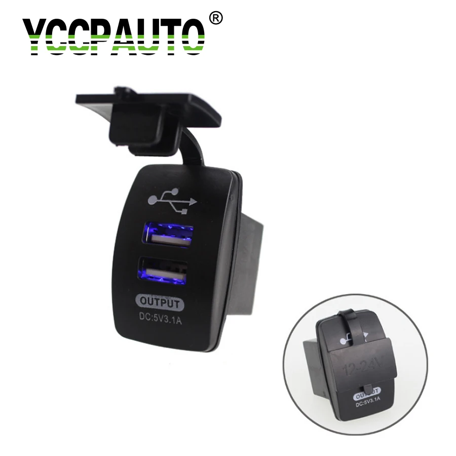

YCCPAUTO Car Power Adapter Charger 5V 3.1A Dual USB Socket For Phone Tablet Voltmeter Adapter Power Outlet 12V 24V 1PCS