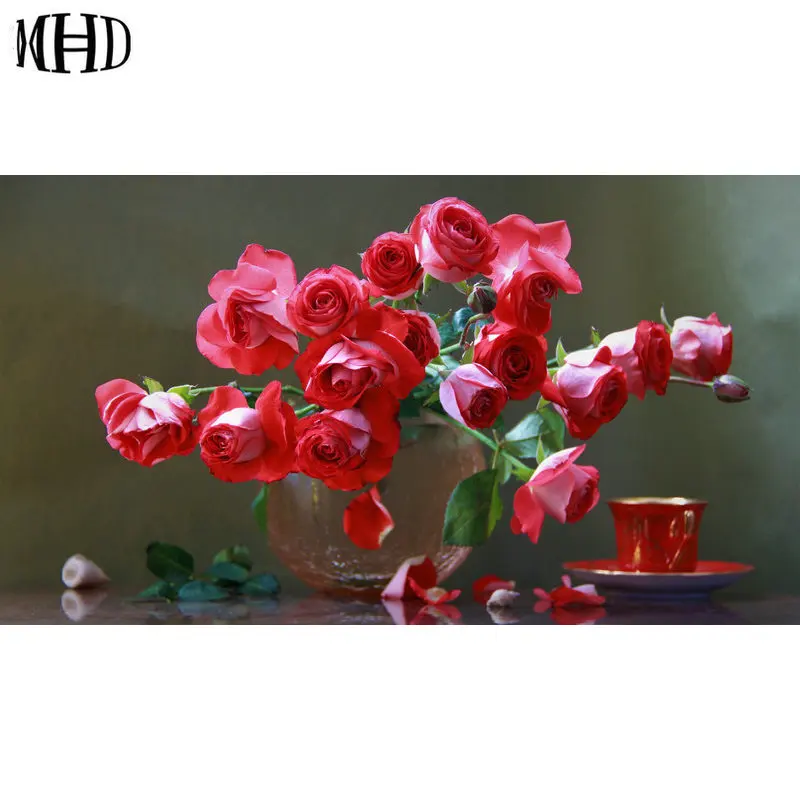 Алмазная 3d картина сделай сам MHD Rose алмазная вышивка красной розы полная и