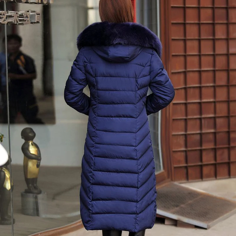 Fashion Snow Wear Large Fur Collar Ladies Coats 2017 Winter Coat Women Parka Long Thick Slim Womens Coats And Jackets Outerwear