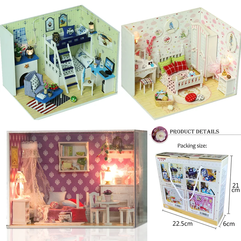 

Doll House Miniature Dollhouse DIY Handmand Assemble Mini Room House Model Building Dolls Houses Furniture Toy For Children Gift