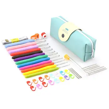 

41 Pack Crochet Hooks Set,Knitting Accessories Tools with Case,Plastic + aluminum + metal Knitting Needle,Ergonomic Soft Grip