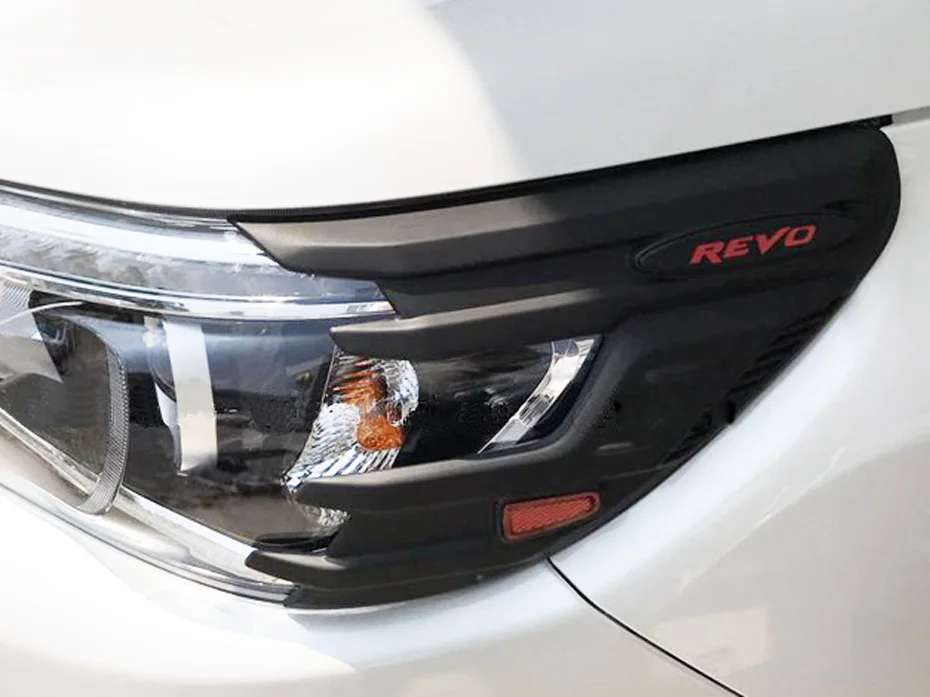 For Toyota Hilux Headlight Decoration Lamp Hoods Head Light Cover Hilux REVO 2015 2016 2017 ABS Body Parts Auto Accessories 44
