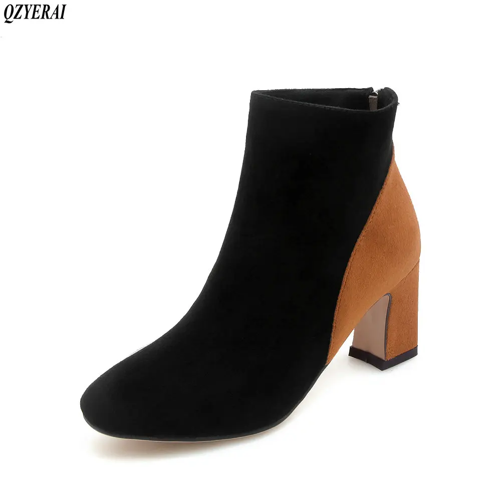 

QZYERAI 2018 New style for fall ankle ankle boots heels women's boots fashionable and comfortable women's shoes size 34-43