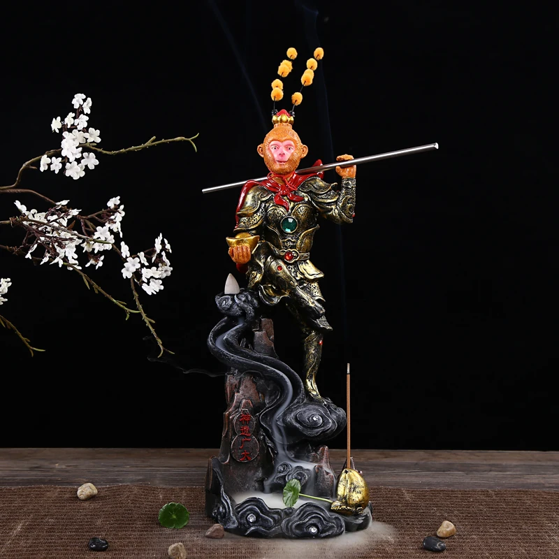 

Chinese Myth Ceramic Incense Burner The Monkey King Craft Backflow Censer Home Decoration