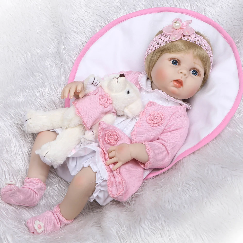 Bebes reborn npk dolls 23 &quot57 см полный Силиконовый baby игрушки для детей подарок светлые
