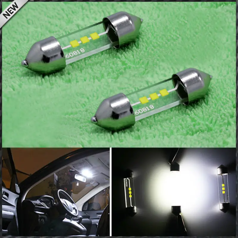 

2pcs Xenon White Festoon 1.50" 36mm LED Bulbs 6418 6413 6411 C5W For Car Interior Dome Lights, Cargo Area Trunk Room Lights, etc