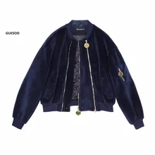Guesod Бейсбол куртка осень-зима Для женщин Корейская свободная утепленные короткие Дизайн верхняя одежда Для женщин зимние Бархатные Бейсбол куртка