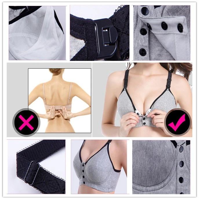 6 Pure Cotton Maternity Wirefree Nursing Bra for Breastfeeding Front Opening Button Vest Fixed Double Shoulder Strap Nursing Bra