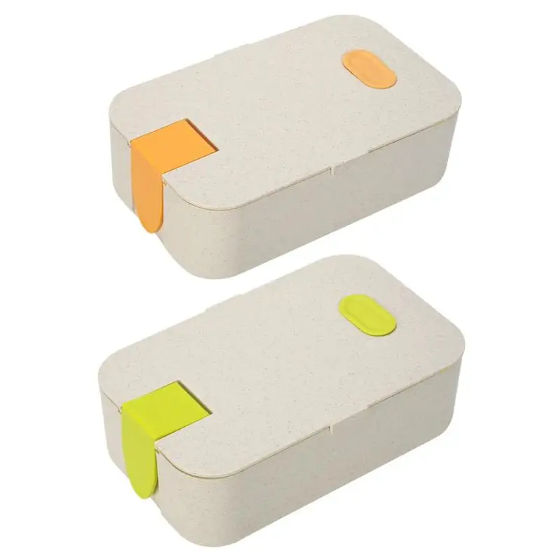 

Portable Wheat Straw Single Layer Lunch Box Leak-Proof Degradable Bento Box Food Container with Mobile Phone Rack