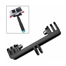 Buy KaliouDouble Head Bracket Camera Tripod Mount Base Connect Seat Monopod Stand Holder for Gopro 7 6 5 4 3+ 3 2 1 XIAOYI SJCAM Free Shipping