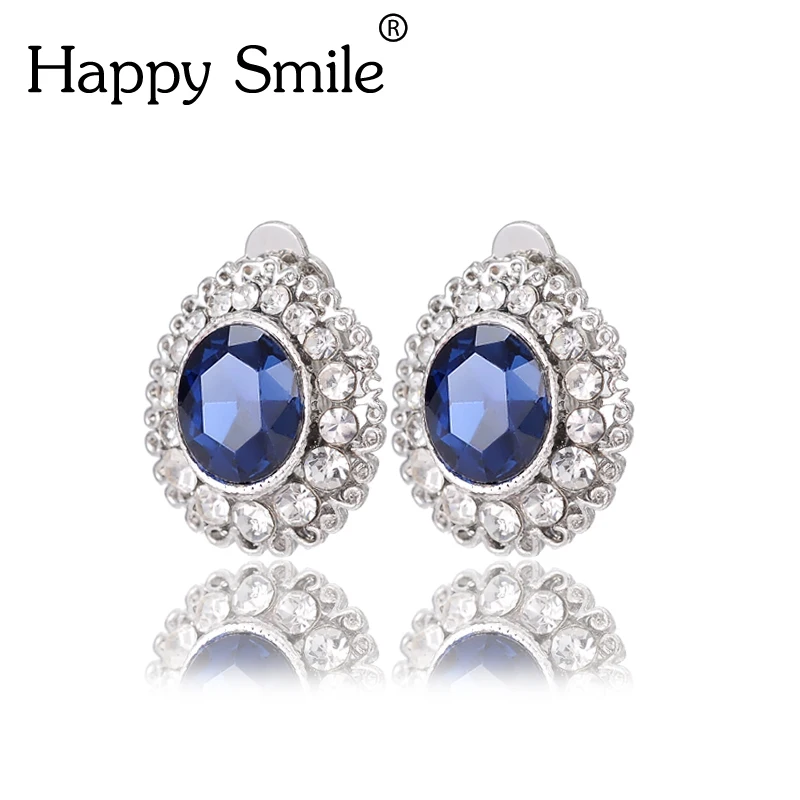 Pera Dangle Drop Cubic Zirconia Stone Women Clip On Earrings Faceted Crystal Clip Earrings No Hole Without Piercing Puncture Silver Plated Flower On