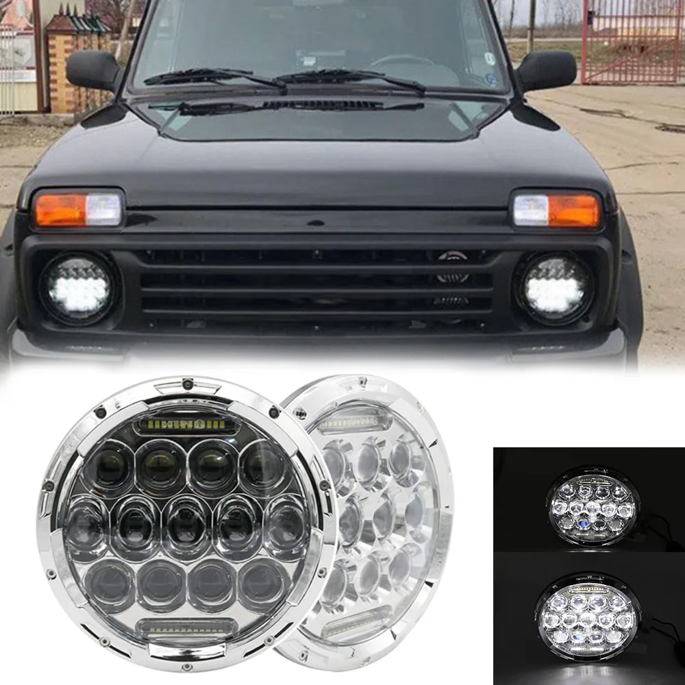 75 Вт 7 дюймов круглый светодиодный фонарь для Jeep Wrangler JK Hummer H1 H2 Lada 4x4 urban Niva фары дальнего света с DRL