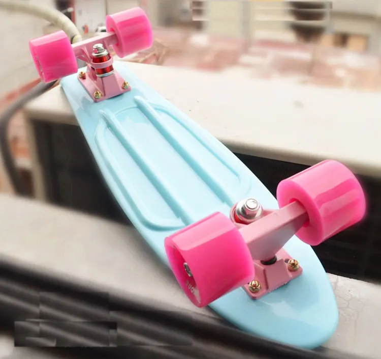 Пастельный 2" скейтборд мини-крейсер ретро скейтборд полный пластиковый Лонгборд готов к катанию для мальчиков и девочек скейтборд - Цвет: Pastel Blue