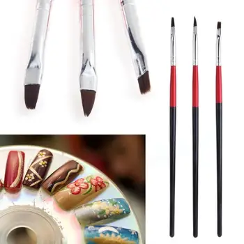 

3Pcs Acrylic Nail Art Salon Pen Tips UV Gel Builder Painting Design Nail Art Brushes Nail Tools Best Selling