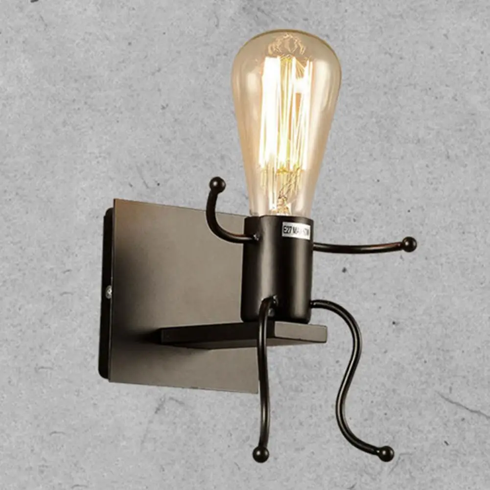 

Retro Livingroom Bedroom Decor Bedside Iron Robot Wall Lamp Light Ornament