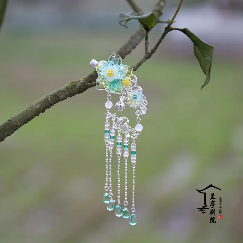 Qing Ling'Er весенний простой цветок-колокольчик Винтажная заколка для волос Hanfu аксессуары и серьги