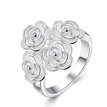 2016 fashion design silver rose flower ring jewelry romantic party style high-quality global hot
