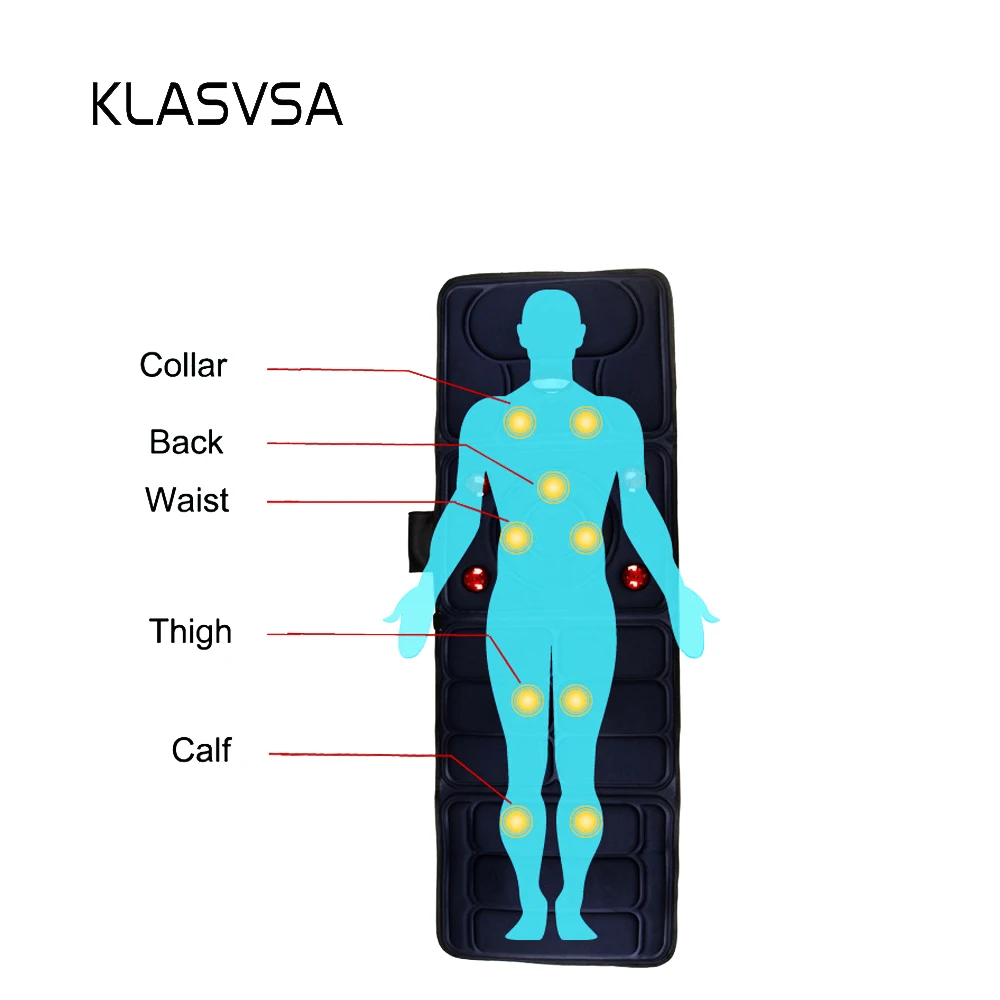 KLASVSA Electric Vibrator Massager Mattress Far-Infrared Heating Therapy Neck Back Massage Relaxation Bed Vibrador Health Care