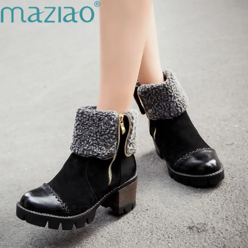 

Size 32-43 Women Lace Up Martin Boots Platform Square Heels vintage Boots Shoes Woman Half Short Boots Shoes botas mujer MAZIAO