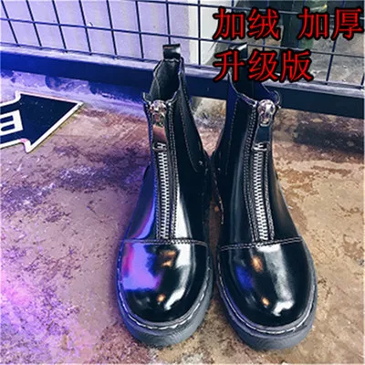 

Martin boots female British wind 2018 autumn and winter new wild ankle boots front zipper Chelsea boots.