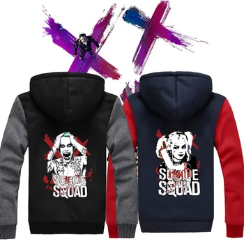 

Suicide Squad Harley Quinn Joker Printing Winter Hoodie Sweatershirt Thick Zipper Jacket Unisex