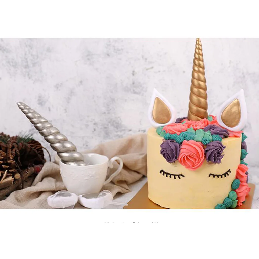 Amagogo Unicorn Birthday Cake Decor Topper Cute Horn Ears Party Ornament Decor Props Cake Mold