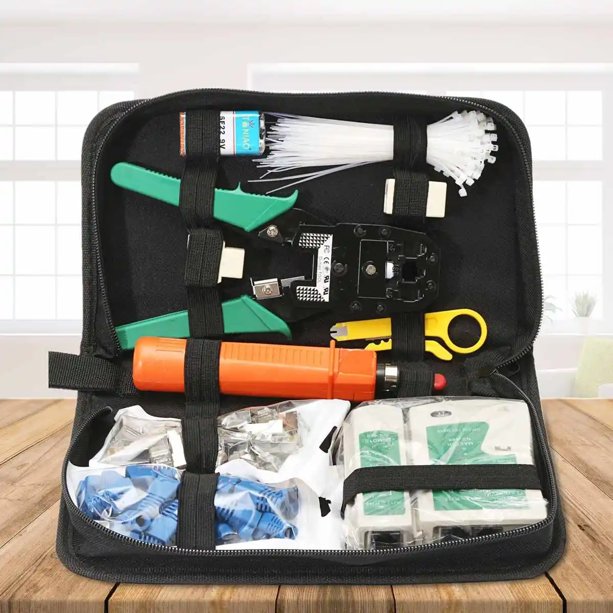 

LEORY Network Ethernet Cable Tester Telephone LAN Kit Crimper Tool Set RJ45 RJ11 Cat5 Portable Multi-function Networking Tools