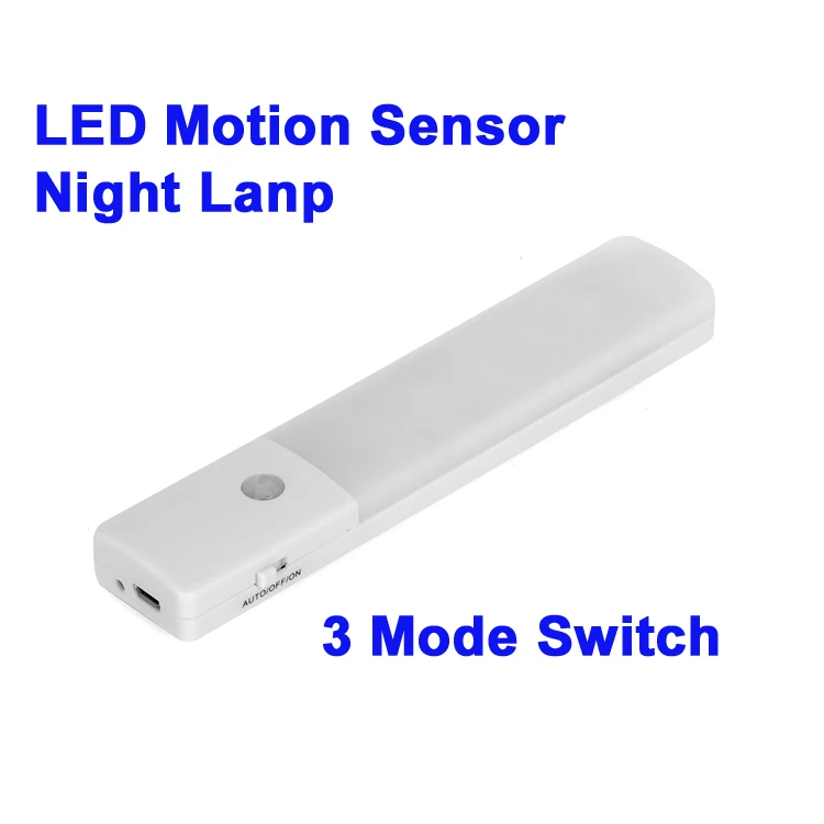 Image LED Motion Sensor Strip Light, Flexible Rechargeable Night Lamp for Closet, Cabinet, Pantry, Counter, Bathroom, Stairs etc