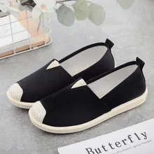 Женская дышащая парусиновая обувь на плоской подошве без шнуровки; повседневные лоферы; женские тонкие туфли из хлопчатобумажной ткани; удобная женская обувь с закрытым носком