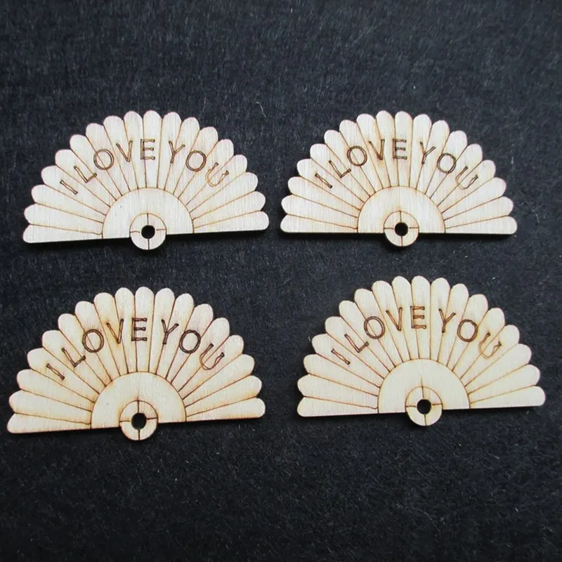 30PCS Wooden fan embellishment figure wedding decoration accessory