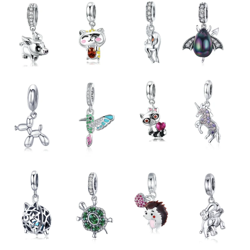 

925 Sterling Silver Charms fit Original Pandora Charm Bracelet Balloon Dog Pendant Animal Charms Beads for Jewelry Making