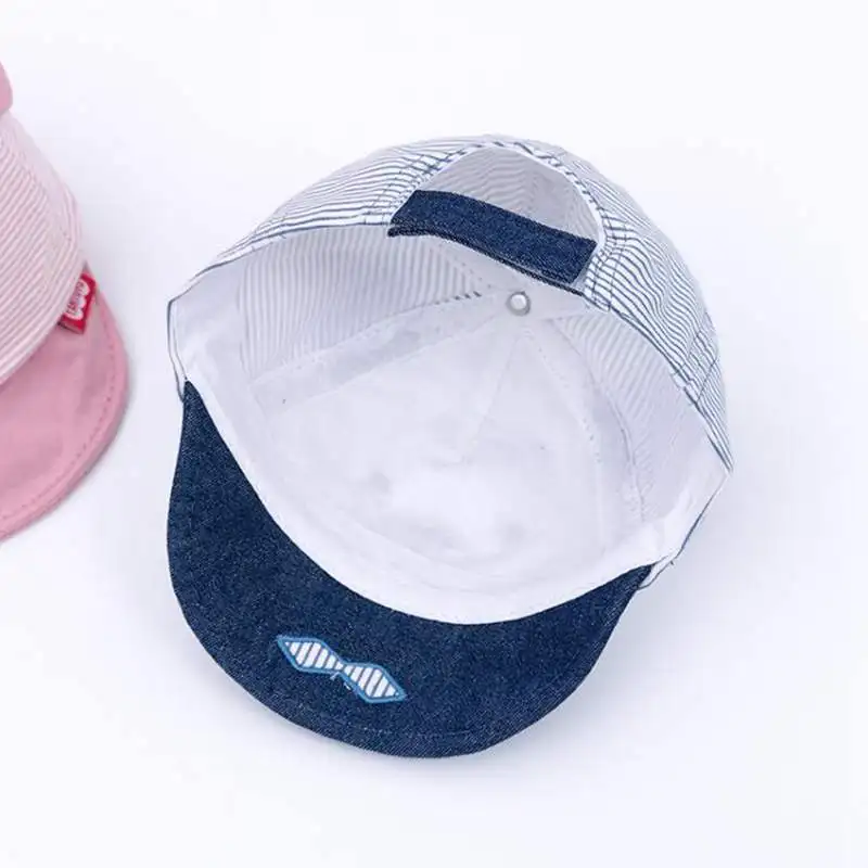 Baby Baseball Cap Kids Boys Girls Stripe Adjustable Strap Ears Cap Sun Hat