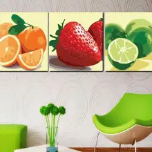 DIY Фрукты цифровая картина маслом оранжевый клубника искусство изображение без рамки картины по номерам 3 шт. 50x50 см без рамы