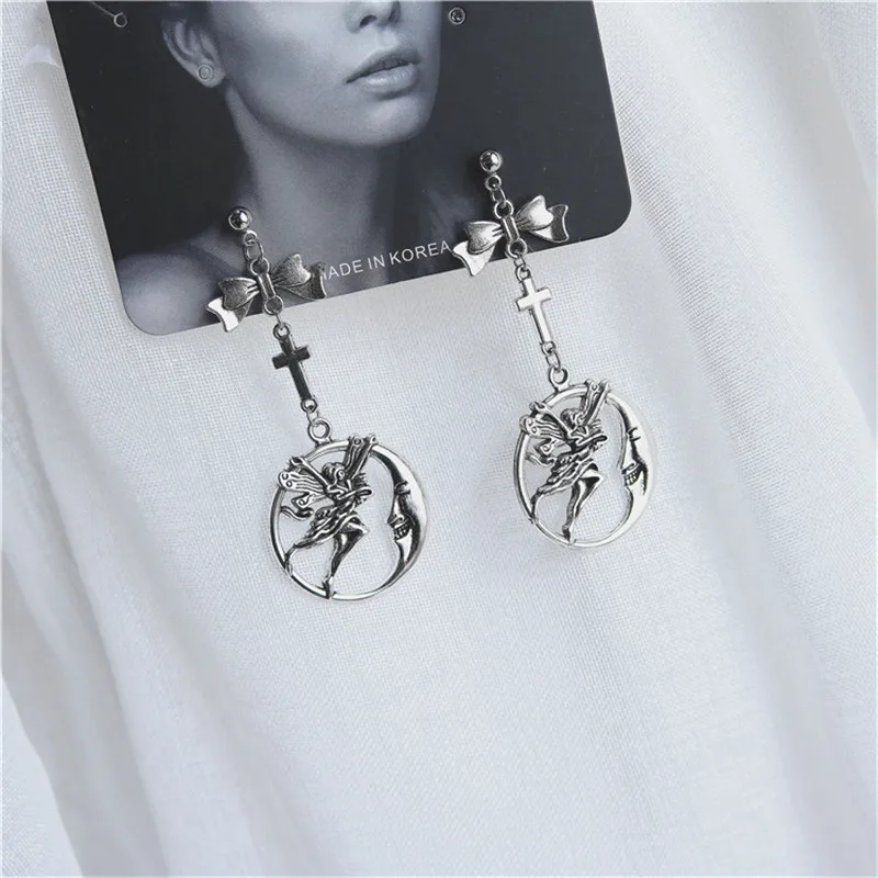 

Punk fashion retro cross angel bow heart pendant earrings For Man Women earring Jewelry wholesale