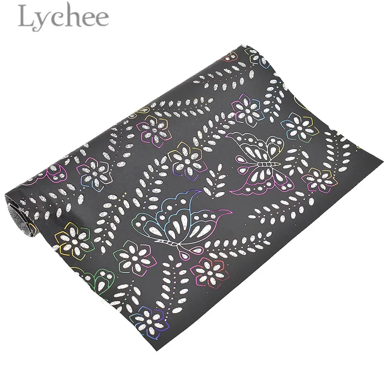 Lychee, 1 предмет A4 с чеканкой бабочки цветы из искусственной кожи ткани Высокое качество синтетической кожи DIY Материал для сумки из натуральной кожи Ремни