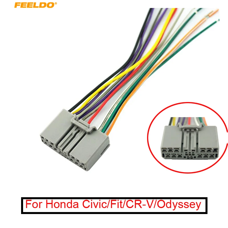 

FEELDO 1PC Car Audio CD Player Radio Stereo Wiring Harness Adapter Jack For Honda Civic/Fit/CR-V/Odyssey #MX1611