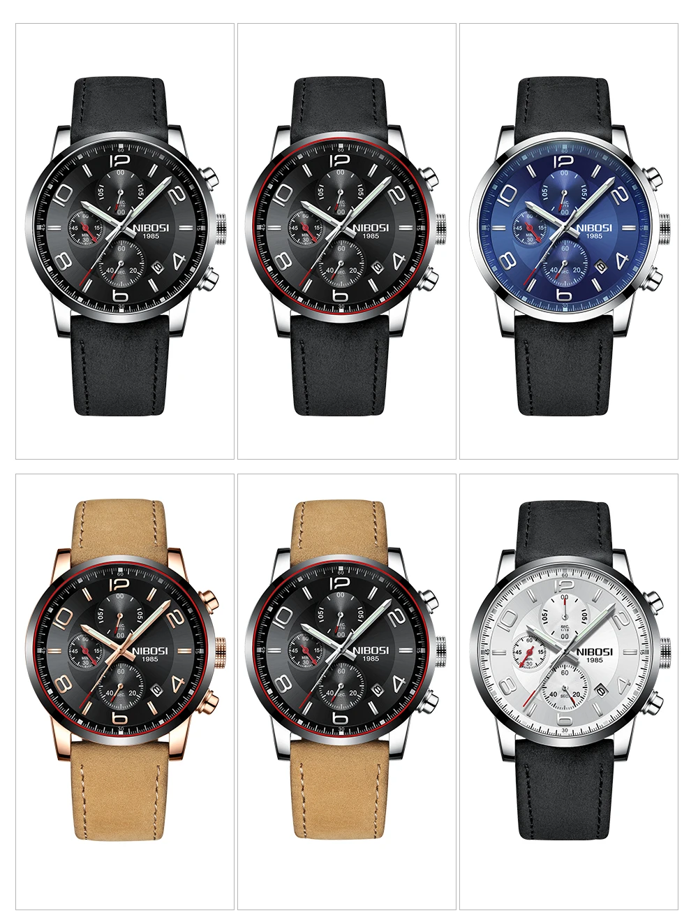 NIBOSI Men's Watches Of The Famous Luxury Brand Sports Analog Quartz Wrist Watch Leather Band Waterproof Stainless Steel Saat    (4)