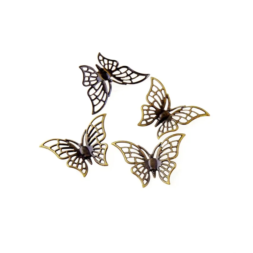 

Free shipping 50Pcs Bronze Tone Butterfly Filigree Wraps Connectors Metal Crafts Gift Decoration DIY 28x37mm