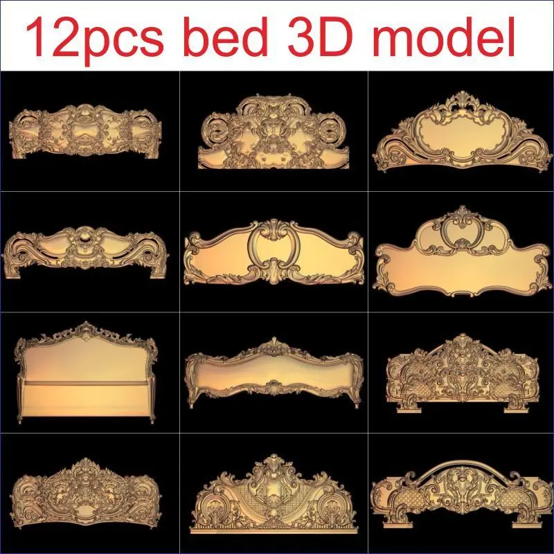 12 шт./компл. кровать 3d-модель STL рельеф для ЧПУ STL Format мебель 3D STL Format украшения мебели