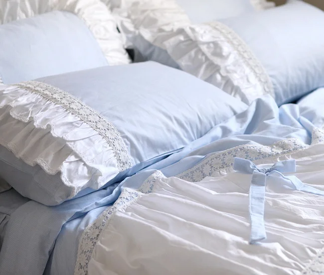 豪華な刺繍のヨーロッパのベッドリネンセット,レースの掛け布団カバー,プリーツ,プリンセススタイル,装飾的なウェディングシーツ,ベッドカバー|sheets  bedspreads|bedding set rufflesbedding set - AliExpress