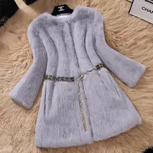 Winter jacket female natural fur rabbit hair Slim long coat 2019 autumn and winter fur rabbit hair Korean version of the nine-po Winter jacket female natural fur rabbit hair Slim long coat 2019 autumn and winter fur rabbit hair Korean version of the nine-po