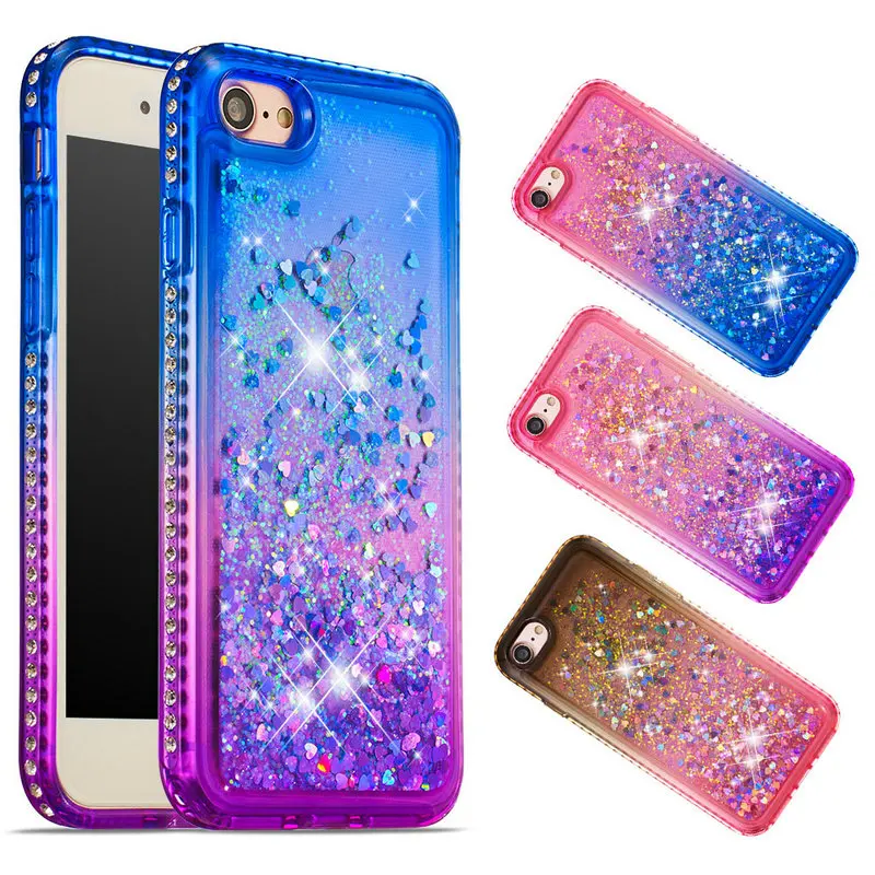 Bling Glitter Jewelled Back Cover Case For Apple iPhone 5 5S SE 6 6S 7 8 PLUS Fashion Diamond Gradients Shock-Proof Phone Cases |