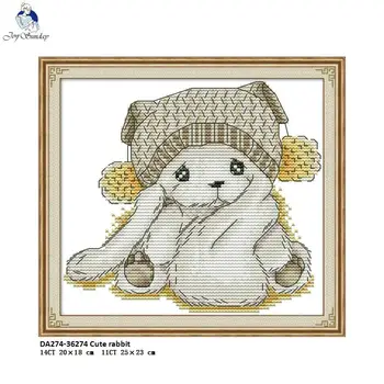 

Needlework,DMC Cotton Thread DIY Handmade Cross stitch,Sets For Embroidery kits,Cute Rabbit Patterns Counted Cross-Stitching