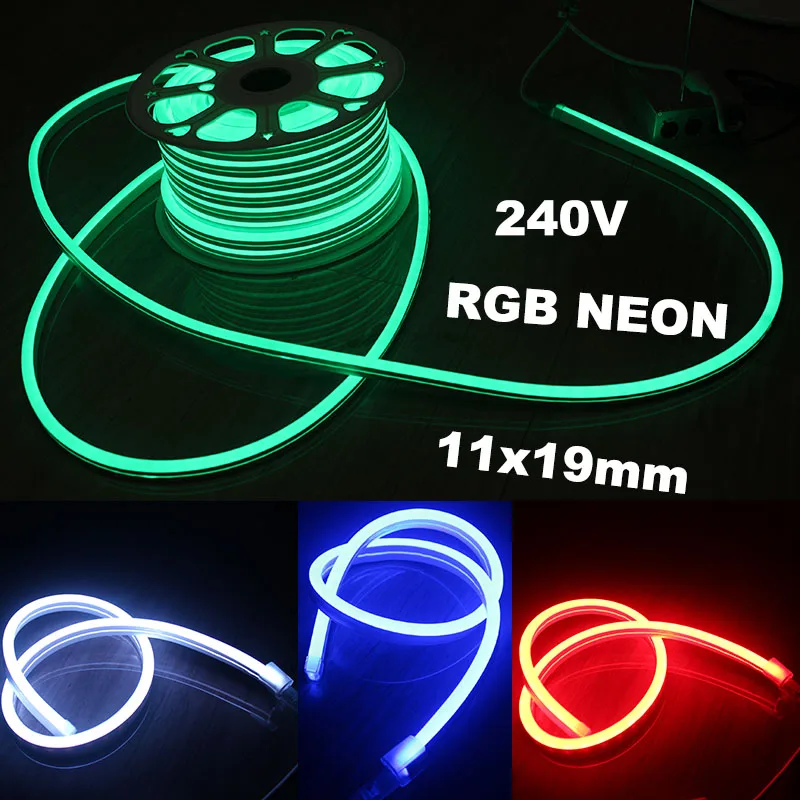 10M 240V 11*19mm LED Neon Flex SMD5050 RGB Flexible LED Neon Tube Full
