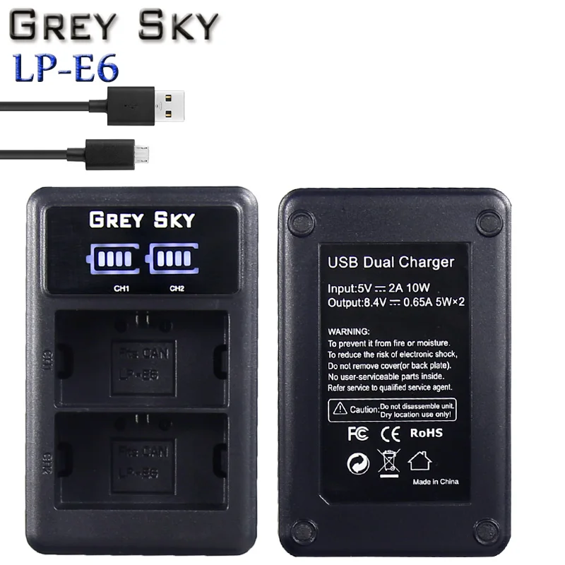 2650mAh 7.2V LP-E6 LP E6 Battery+ USB LCD Charger For Canon EOS 5D4 5D3 60D 6D 7D 70D 80D 5DSR Camera